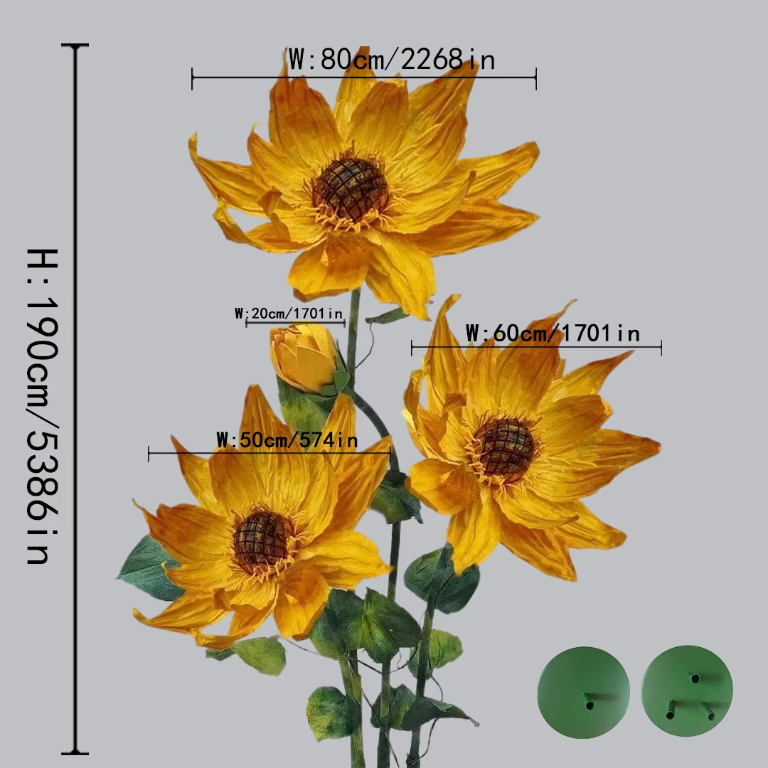 

Новый крупномасштабный декоративный оконный дисплей, художественная сцена открытия сада, реалистичная художественная установка ручной работы с подсолнухом