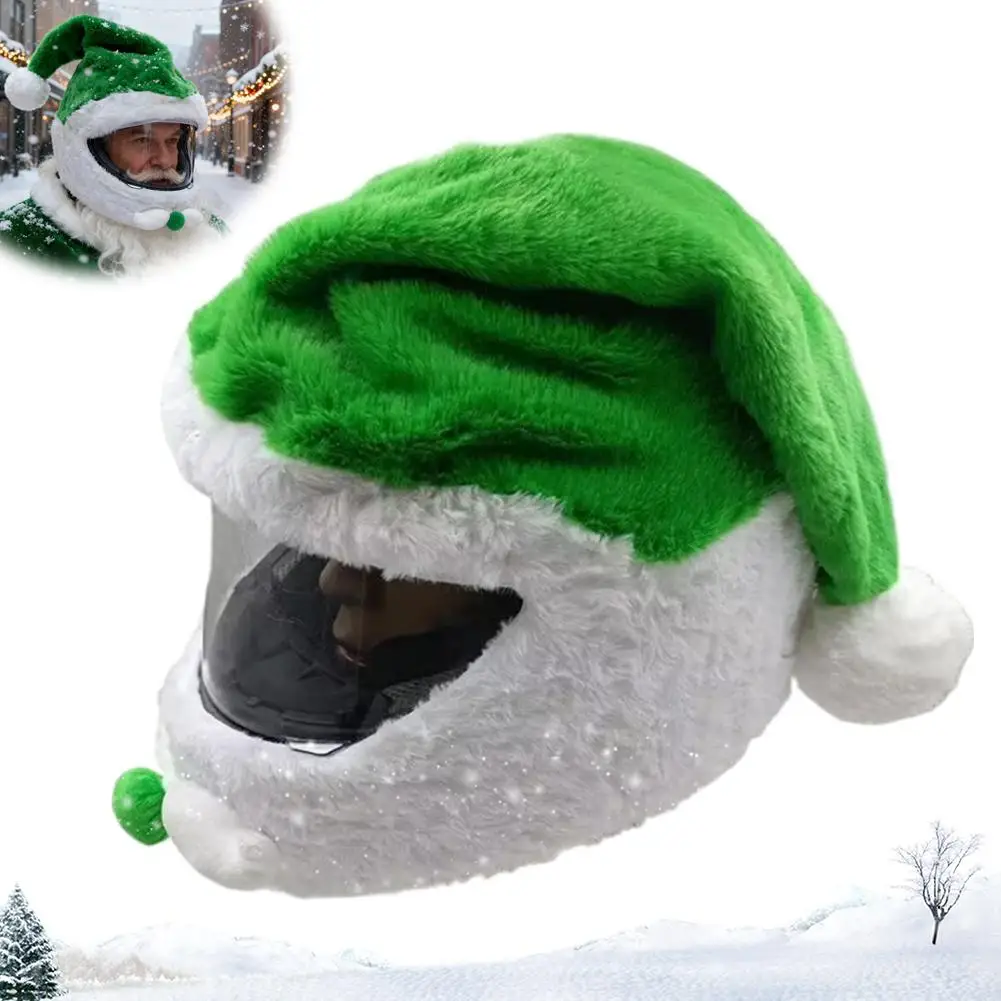 AliExpress Motorcycle Helmet Cover Santa Claus Green/Blue Windproof Warm Santa Accessory For Motorcycle Bike Helmets Winter Riding Decor