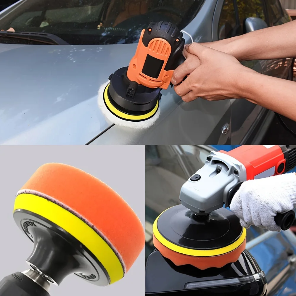 6 Pieces/set of Car Polishing Pads, Sponge Hair Polishing Discs, Car Shape Polishing Discs, with Backboard Drill Adapter