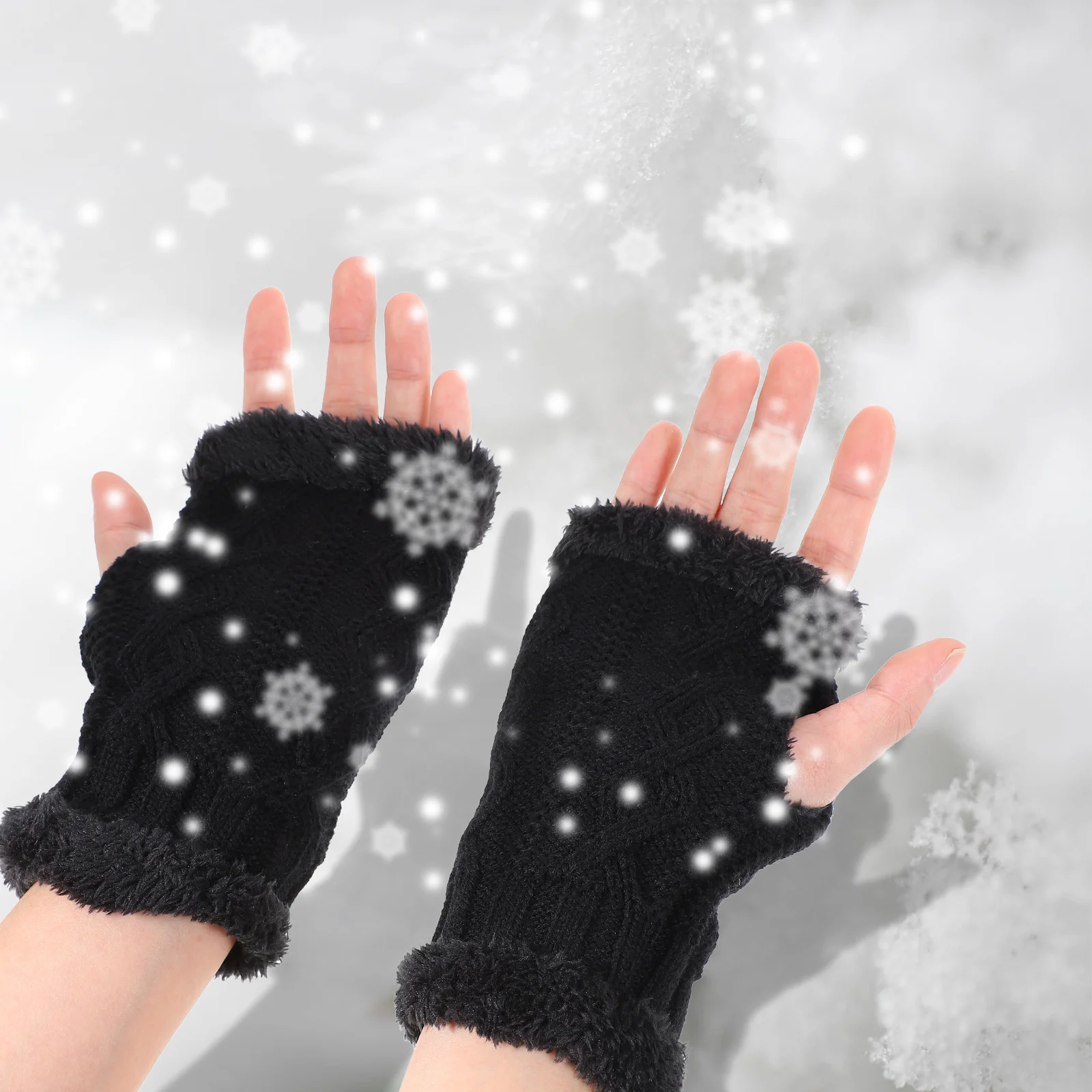 

1Pair Winter Knitted Gloves Small Rhombus Design Half-Finger Warm Touchscreen Cuffs Female Anti-Cold Stylish Durable