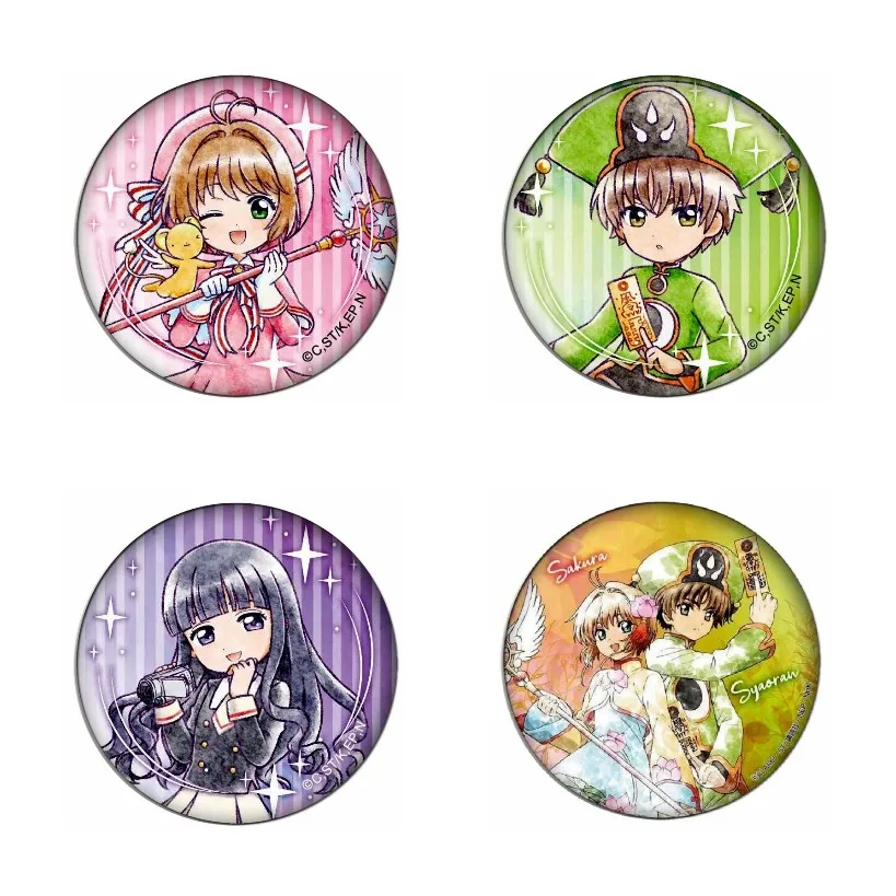 Japan Cartoon Cardcaptor Sakura Anime Figures Kinomoto Sakura Li Syaoran Cute Metal Badge Daidouji Tomoyo Decor Pins Fans Gift