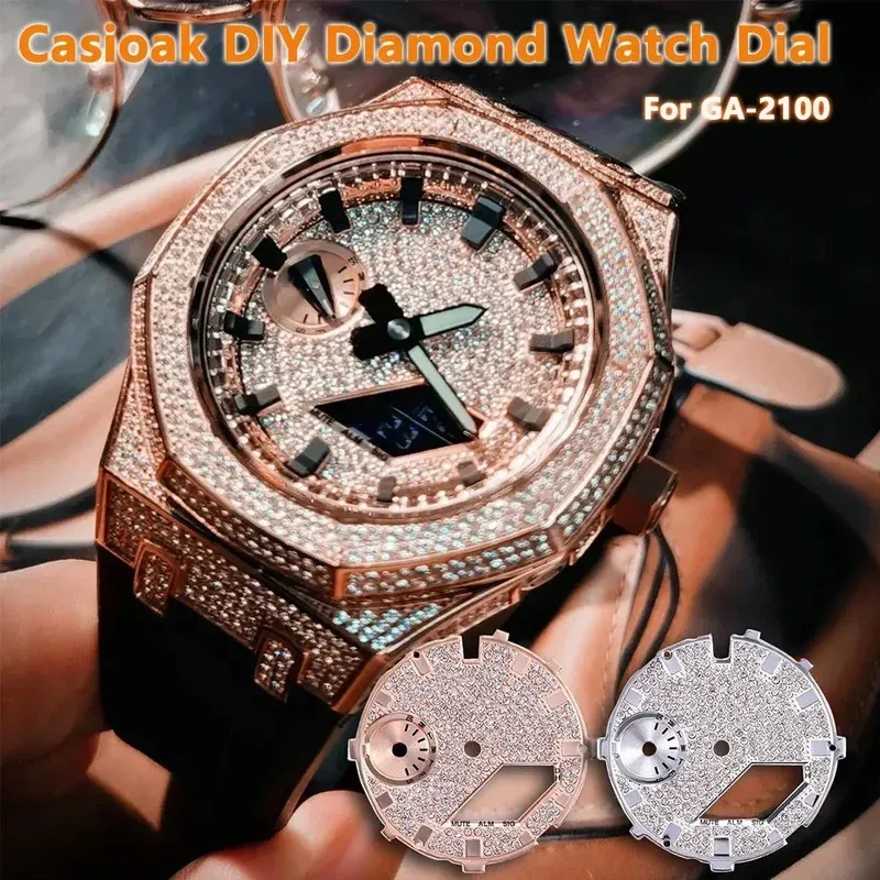 Luxus Silber Rose Gold Diamant Zifferblatt für Casio Ga2100 Ga2100 DIY-Uhr Mod Kit Zifferblatt Skala modifizierte Uhren teile Zubehör