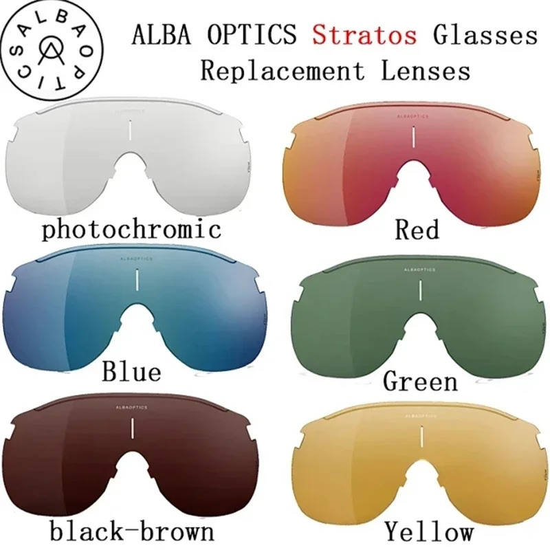 ALBAOPTICS-lentes fotocromáticas Stratos, lentes polarizadas reemplazadas para gafas de sol de ciclismo, Color azul y rojo