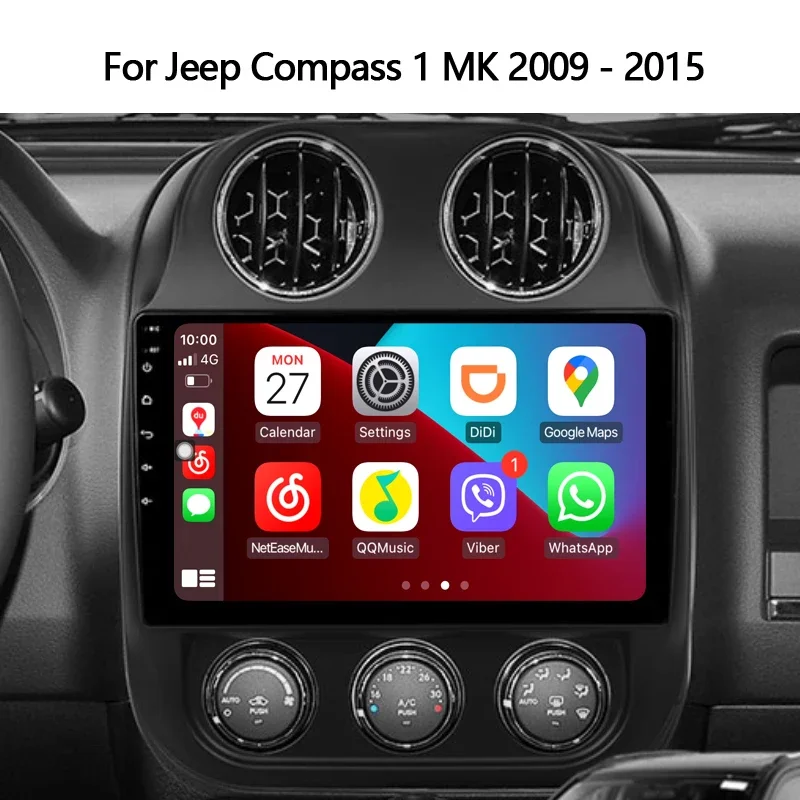 Car Android Radio Multimedia Player For Jeep Compass 1 MK 2009-2015 Stereo Audio Head Unit Plug And Play GPS Navigation NODVD
