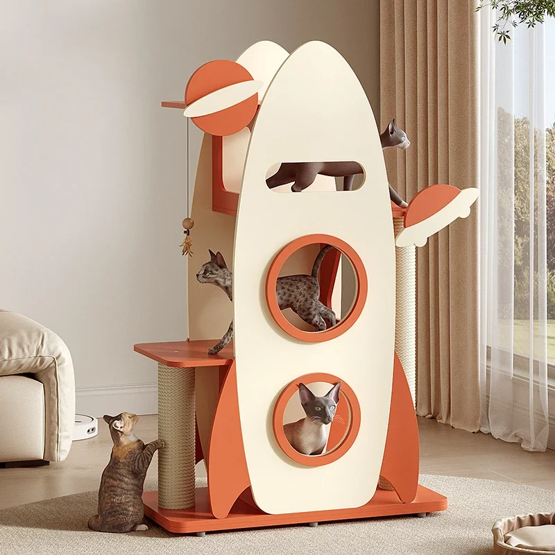 MJY integrated space capsule frame solid wood scratching board special climbing column cat toy