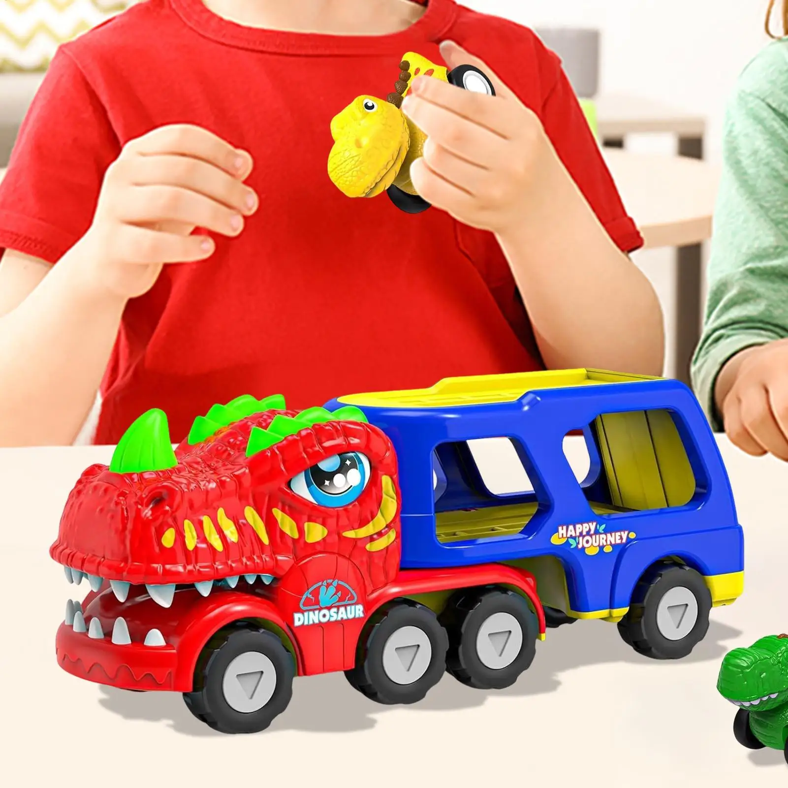 شاحنة ديناصور كبيرة تضيء التراجع للأطفال سيارات لعبة حفلة عيد ميلاد ديناصور النقل الناقل لمرحلة ما قبل المدرسة رياض الأطفال #4