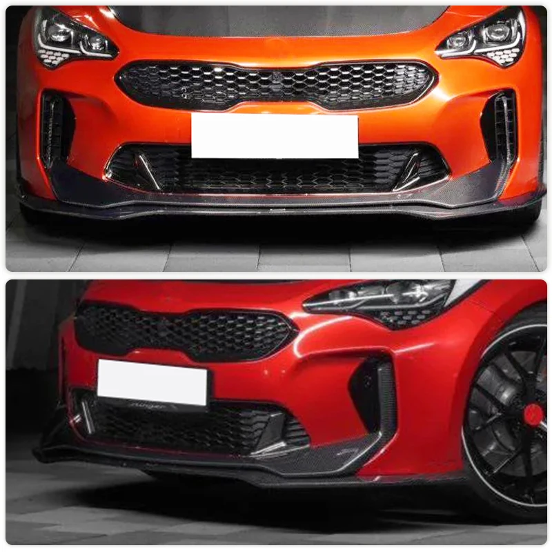 Carbon Fiber Car Front Bumper Lip Spoiler for KIA Stinger GT EX Hatchback 4-Door 2018-2023 Racing Front Lip Chin Apron Body Kit