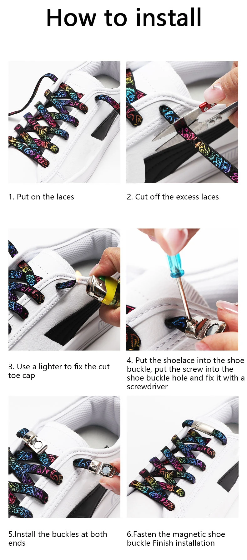 Keine Schnürsenkel mit Magnetverschluss, elastische Schuhbänder für Sneaker, für Männer und Frauen, Freizeitschuhe, flache Gummibänder. – Detail 8