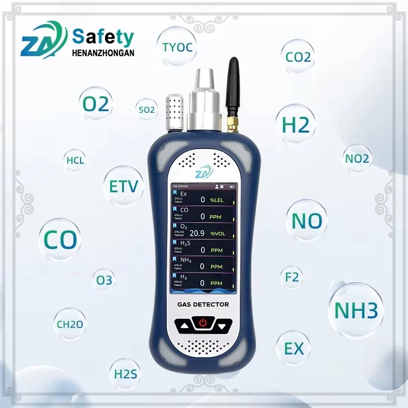 Industrial  Poisonous Confined Space O2 Lead-Free Oxygen Sensor 6 Gas Multigas Portable Gas Detector