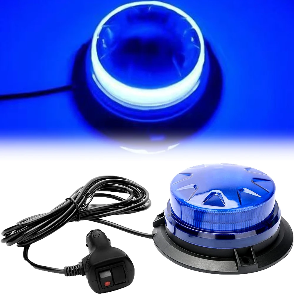 Luz Estroboscópica Azul de 24 LED para Techo de Coche, Baliza de Advertencia Intermitente, Lámpara de Indicación de Emergencia LED para Vehículos, Carretillas Elevadoras, Camiones, Tractores