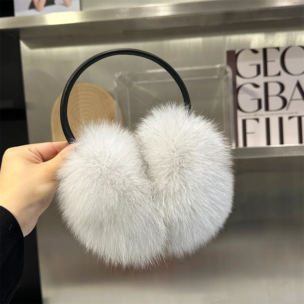 Real Fur Ear Muffs Natural Fox Raccoon Fur Hang Ear Cover Warm Winter Earmuffs Headwear Ear Muffs Cold Ear Headband