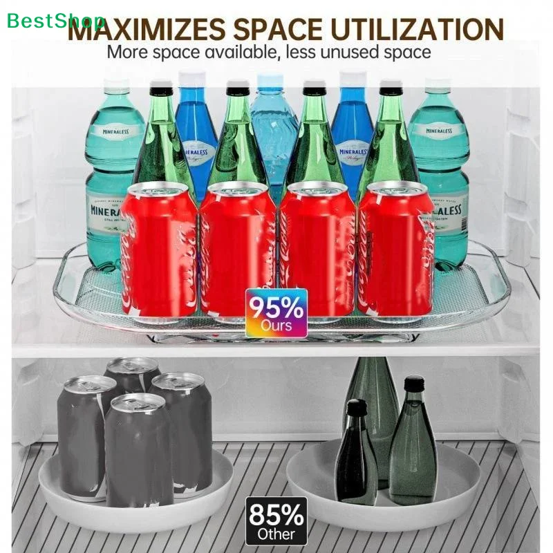 1 Pc Storage Tray 360-Degree Refrigerator Storage Rotating Tray Used For Kitchen Spice Jars And Sundry Storage Turntable