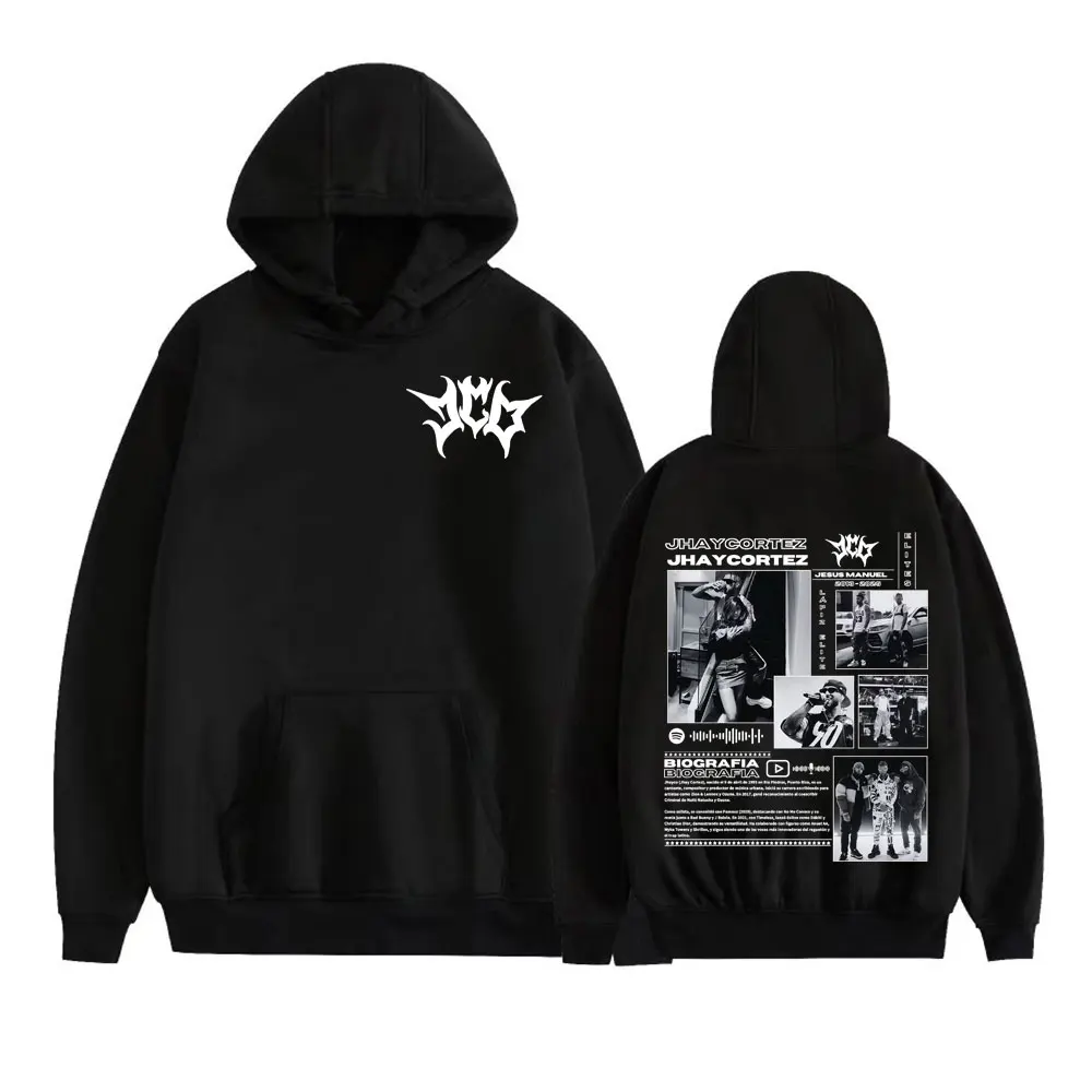 Moletom Masculino com Capuz Rapper Jhay Cortez Lapiz Elite Tour 2026 - Roupa Hip Hop High Street Outono/Inverno Solto