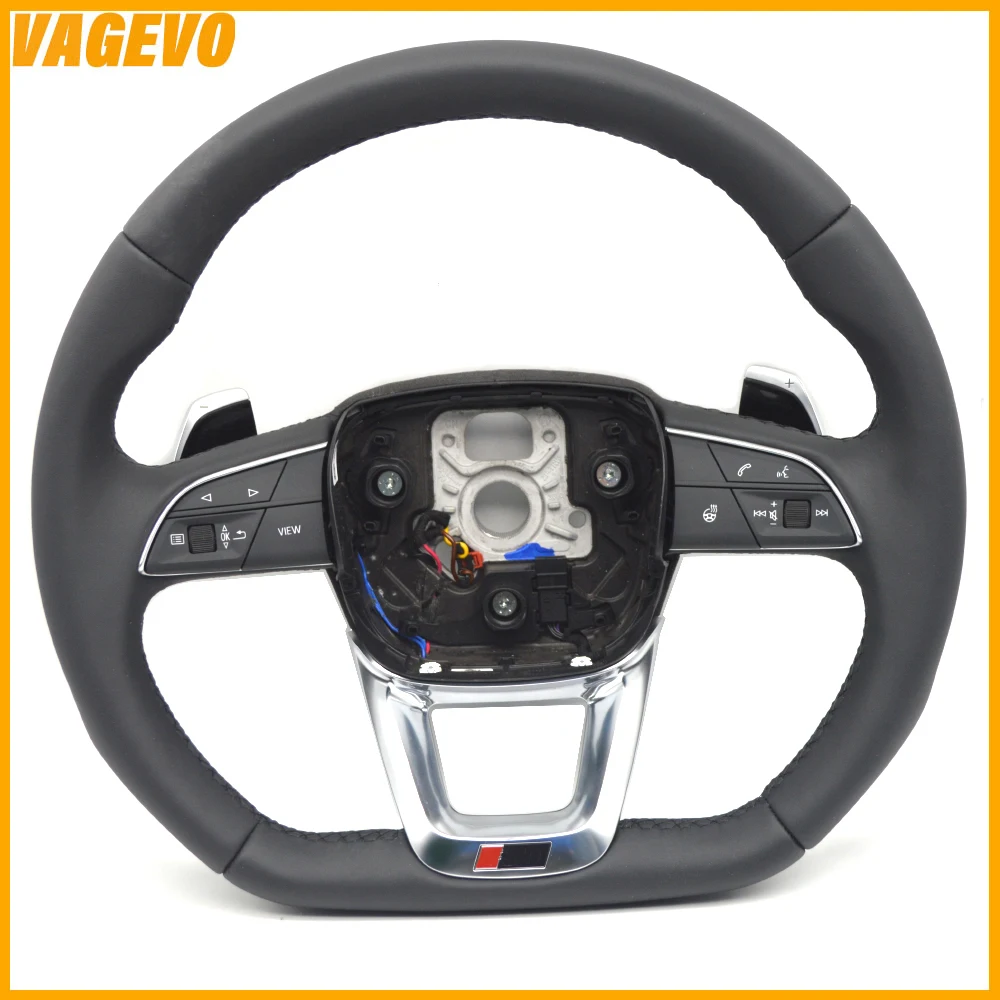 

For Audi Q5 FY all leather black stitching multifunction steering wheel with heating, Car Accessories