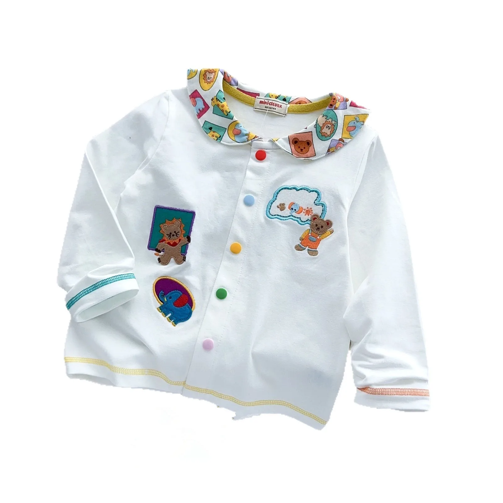 

2025 Autumn New Children's Clothing Shirt for Boys and Girls Cartoon Little Lion and Bear Collar with Cute Hoodie