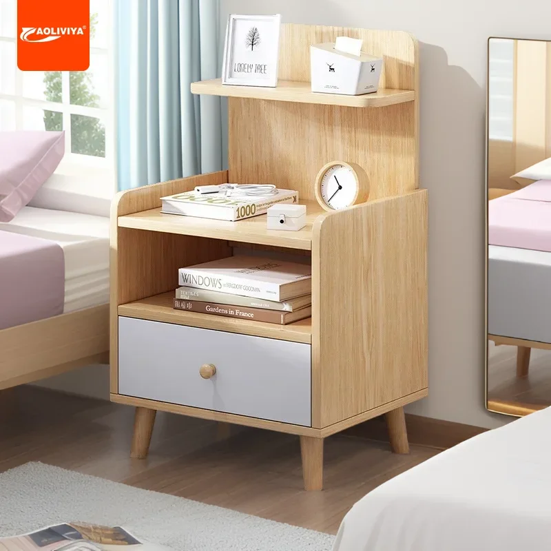 

AOLIVIYA Modern Creative Stylish Wooden Bedside Cabinet A89 Small Simple Japanese Style Bedroom Bedside Storage Shelf