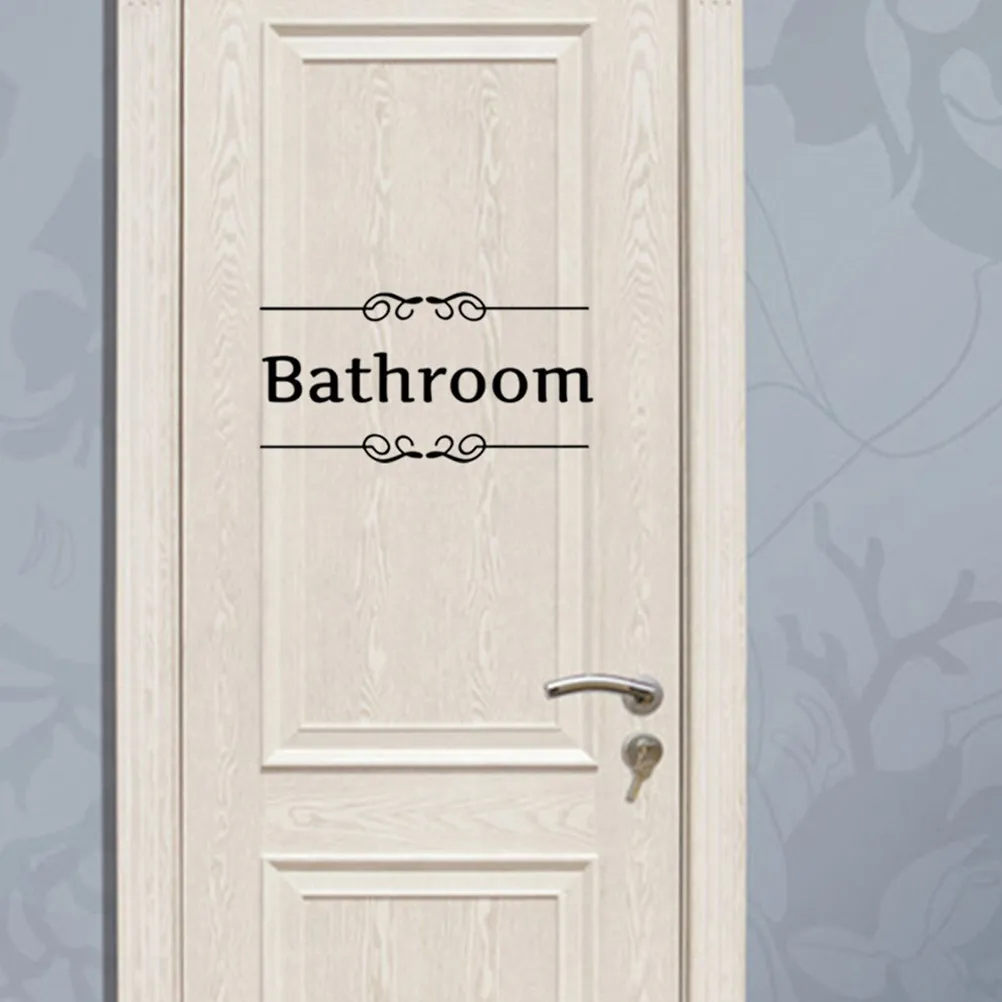 4pcs Waterproof PVC Toilet Wall Stickers with English Alphabet Design for Bathroom Door Decoration