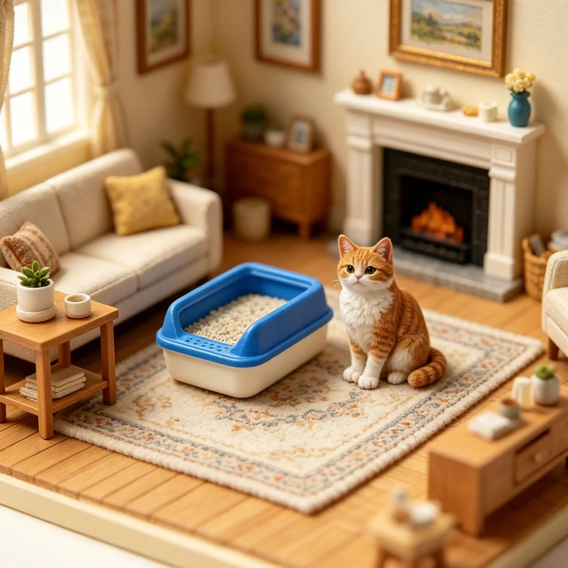 

Miniature Dollhouse Cat Litter Box, 1/12 Scale Pet Toilet Model, Dollhouse Pet Scene Decor, Pretend Play Accessory
