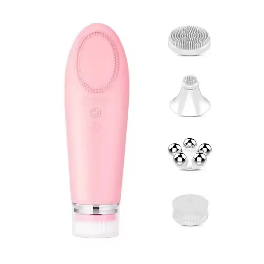Electric 4 in1 Silicone Blackhead Exfoliating Skin Tightening Massage Home Spa Face Cleaner Care Cleansing Face Brush Cleanser
