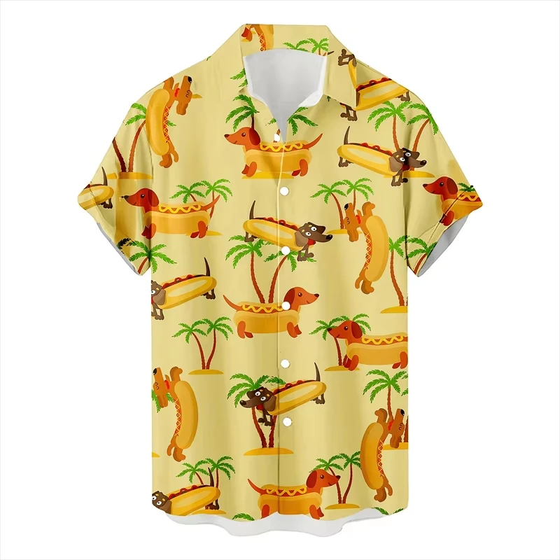 

Fashion Cat Dog Hawaiian Shirt Men 3d Printed Animal Pig Graphic Short Sleeve Shirts New Design Summer Beach Lapel Button Blouse
