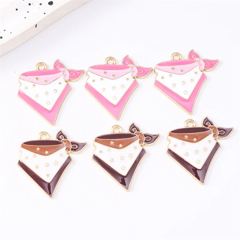 

Duarte 20Pcs/Lot Cute Enamel Silk Scarf Charms Pendants for Jewelry Making Earrings Necklaces Bracelets DIY Crafts Accessories