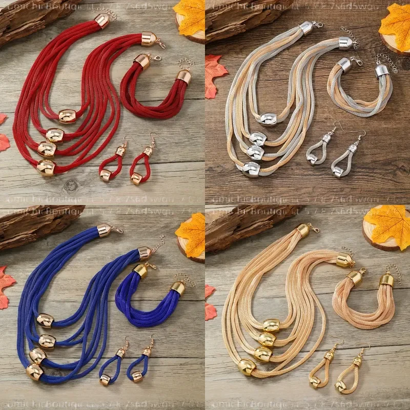 3pcs Set Fashionable Trendy Layered Handmade Women Necklace Casual Party Accessory Cool Short Chain Collarbone Jewelry Set