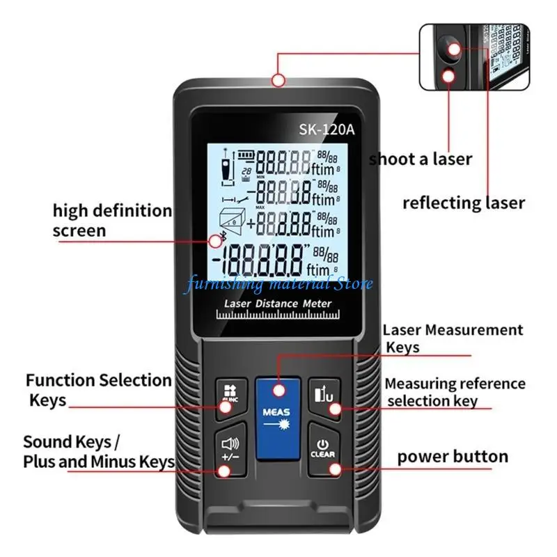 

Y5GD Portable Handheld Lasers Measure Tape Tool Digital Display Distance Meter Intelligent Rangefinder 40m 50m 70m 100m 120m