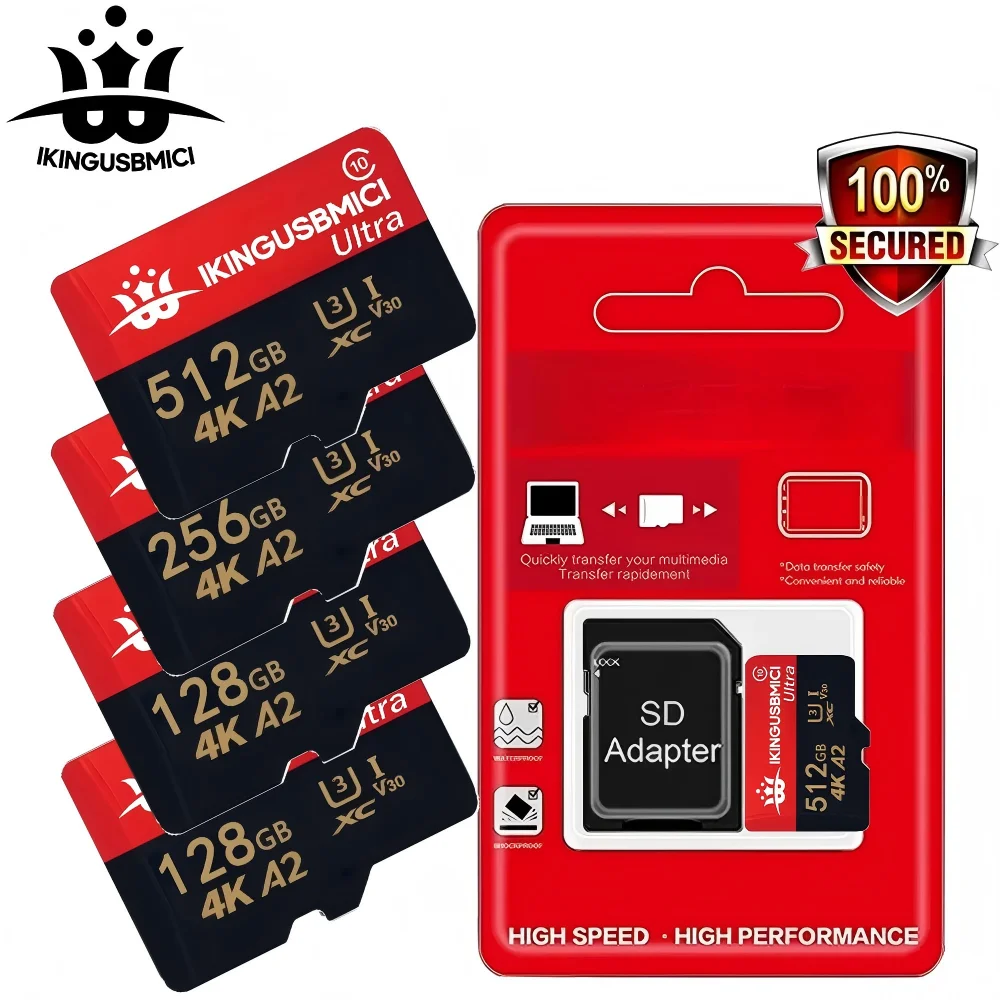 100% Original Micro SD Card 256GB 64GB TF Memory Card Mic rosd Class 10 U3 V30 512GB 32GB Smartphone Tablet Camera Gopro