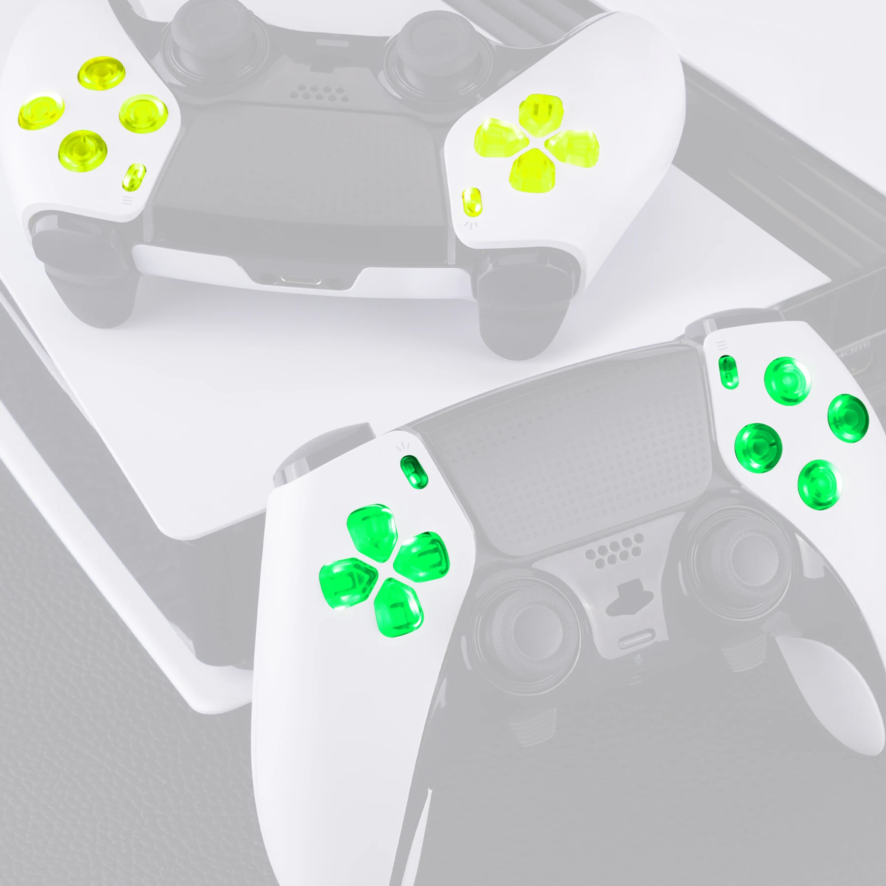 eXtremeRate Wielokolorowy Podświetlany RGB D-pad Przyciski Akcji Kreatywności Opcji Home i Przyciski Twarzowe Zestaw LED D&F do Kontrolera PS5 Edge — zdjęcie produktu 6