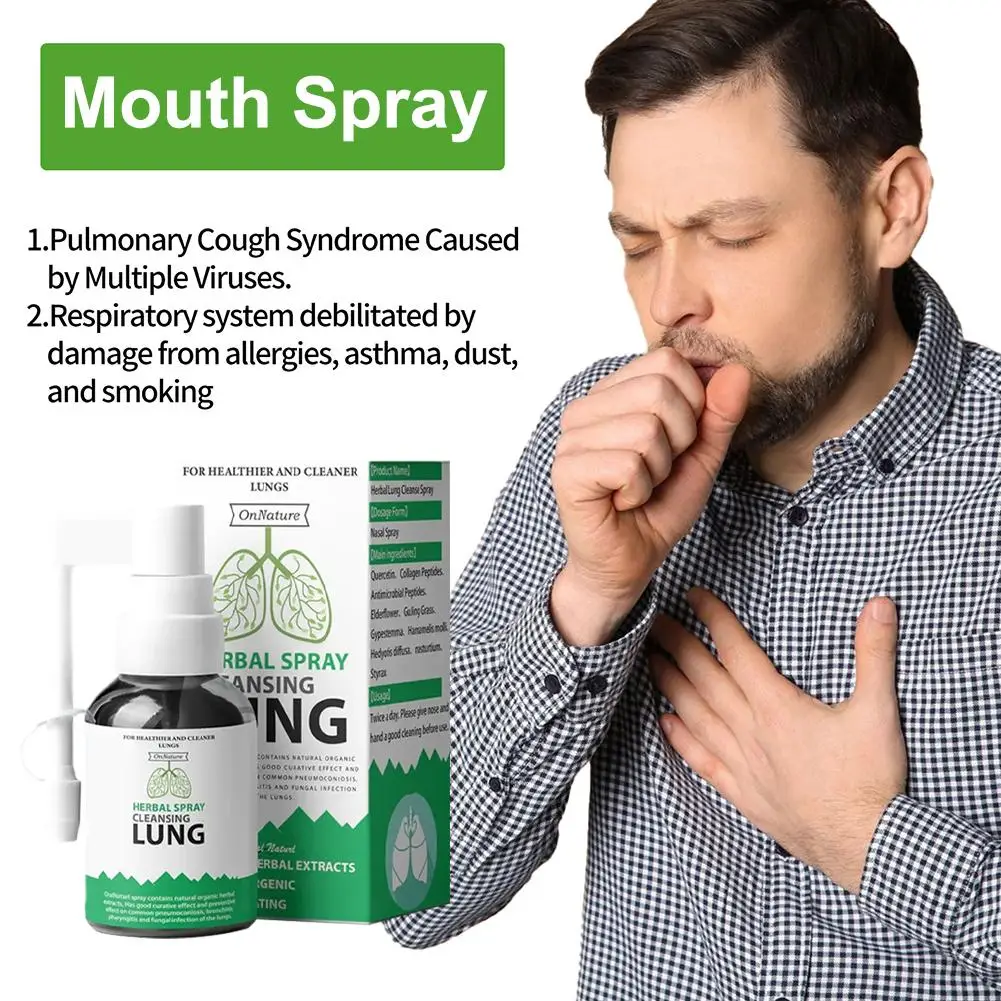 Lung Detoxification Herbal Cleaning Spray Smoking Clear Nasal Stuck Organic Herbal Lung Clearing Throat Moisturizing Spray