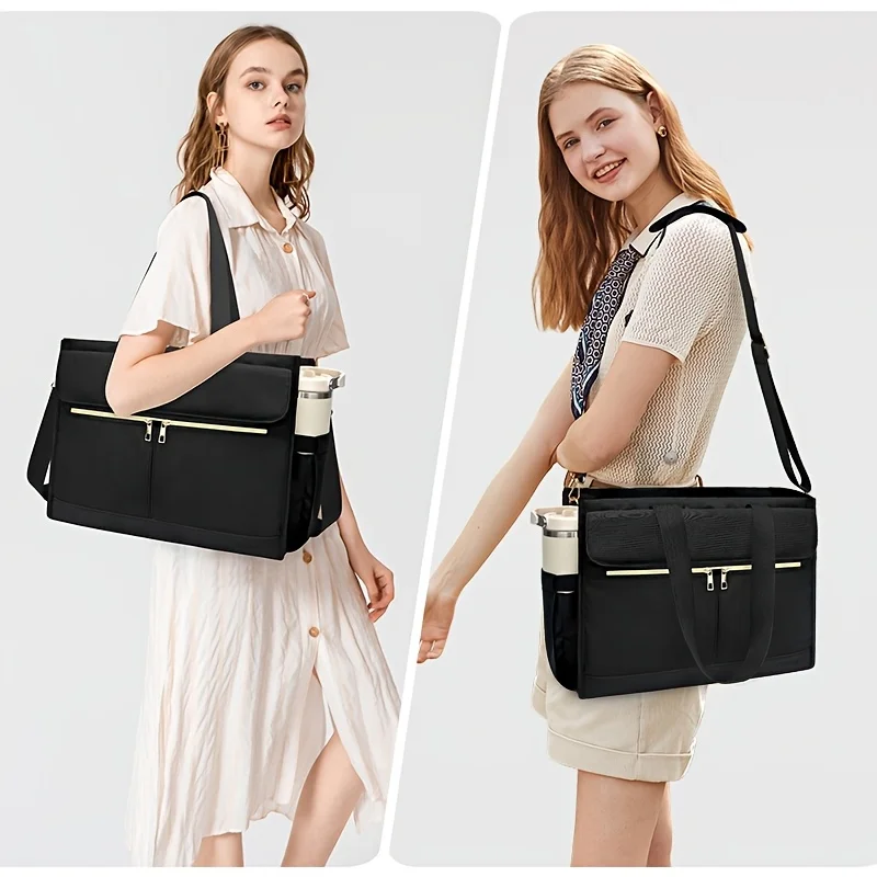 Oxford Lunch Bag for Women, Laptop Compartment, Large Insulated Tote Bag with Side Pockets for Nurses Teachers Outdoor Activitie view 6