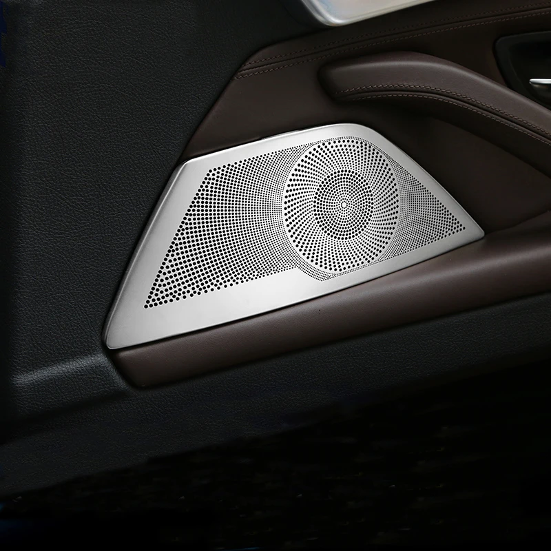 Accesorios para BMW serie 5 F10 F18, puerta interior de coche de acero inoxidable, Audio estéreo, altavoz, lentejuelas, cubierta decorativa, tiras