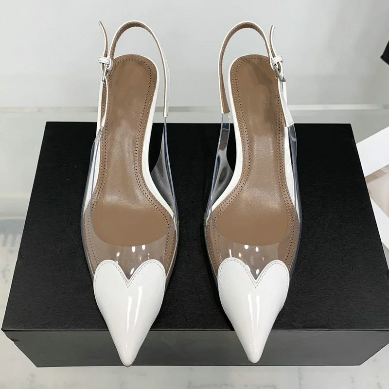 2026 New Style Fashion Heart-shaped Patched Pumps Transparent
