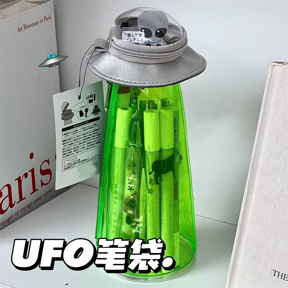 Estuche para lápices con dibujos creativos de Alien Ufo, nave espacial, papelería para estudiantes, bolsa para bolígrafos de almacenamiento de gran capacidad, bolsa para muñecas para niñas, regalos, 1 ud.