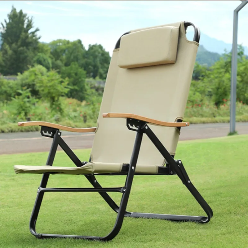 Foldable High Back Recliner Chair Portable Adjustable Office Nap Chair Lightweight Lounge Bed