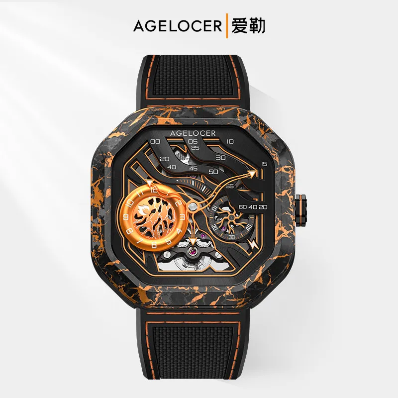 

AILER AGELOCER Original Volcano Watch Men's Carbon Fiber Hollow Mechanical Watch for Boyfriend's Birthday Gift
