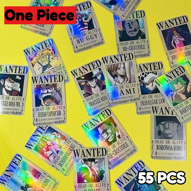 55 Stück One Piece Wanted-List Aufkleber - Lasergravierte Anime-Accessoires - Lomo-Karten Premium-Fotos für Sammler-Geschenk 2026