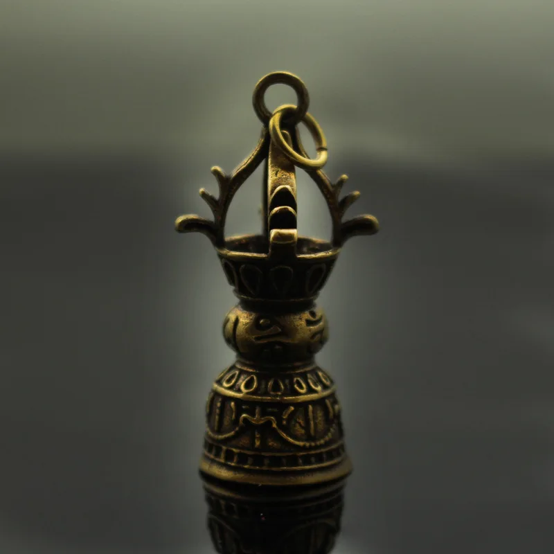 44Mm Collect Small Curio Chinese Buddhism Fengshui Bronze Wealth Bell Pendant