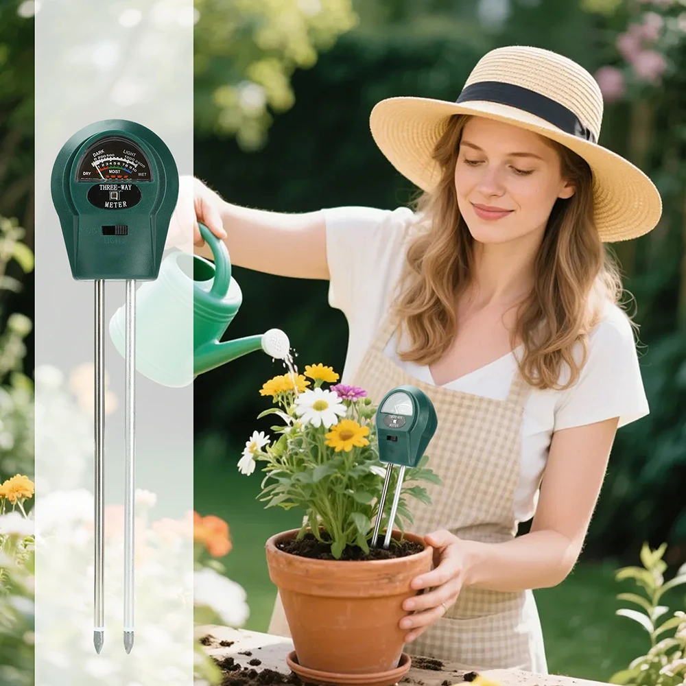 Probador de suelo 3 en 1, medidor de PH de humedad del suelo, probador de flores de humedad y acidez, herramienta de medición de temperatura y acidez