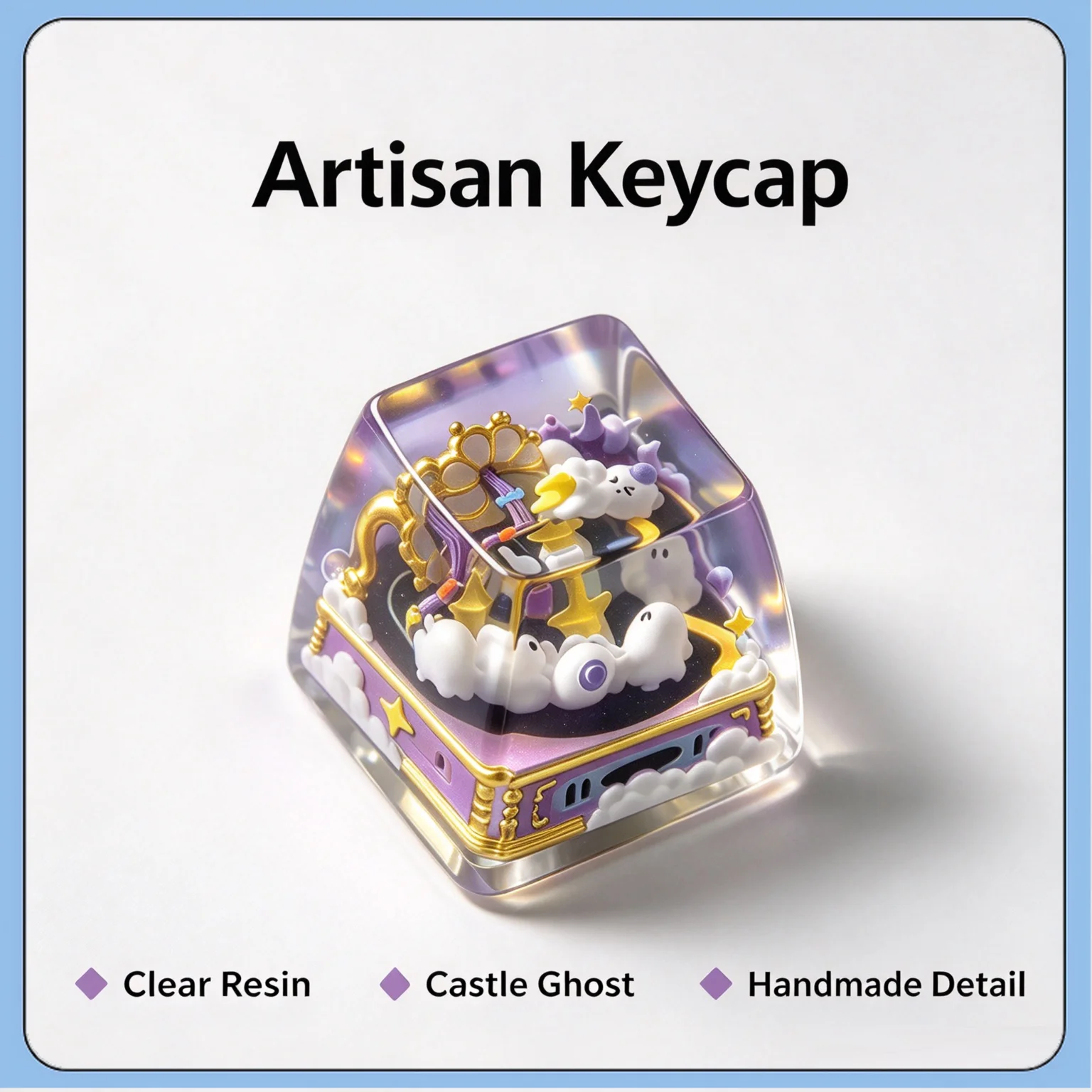 Concert Resin Art Keycap Translucent Gramophone Custom ESC Keycap Cute Handmade Drip-Molded Keycap for Mechanical Keyboards