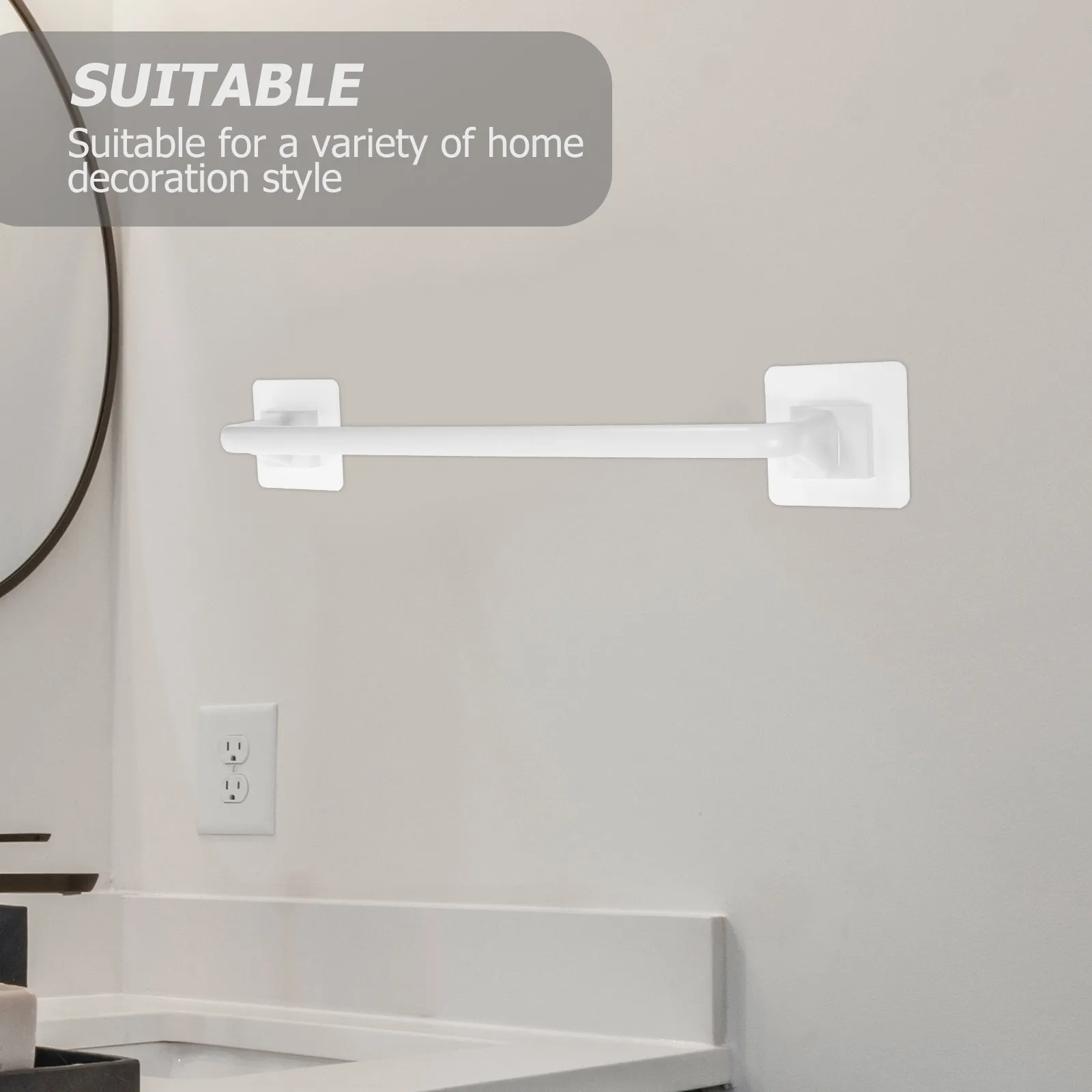 

2pcs Punch Rack Plastic Bath Towel Rod Wall Mount Storage Organizer Bathroom Accessories Bath Accessories Home Decor