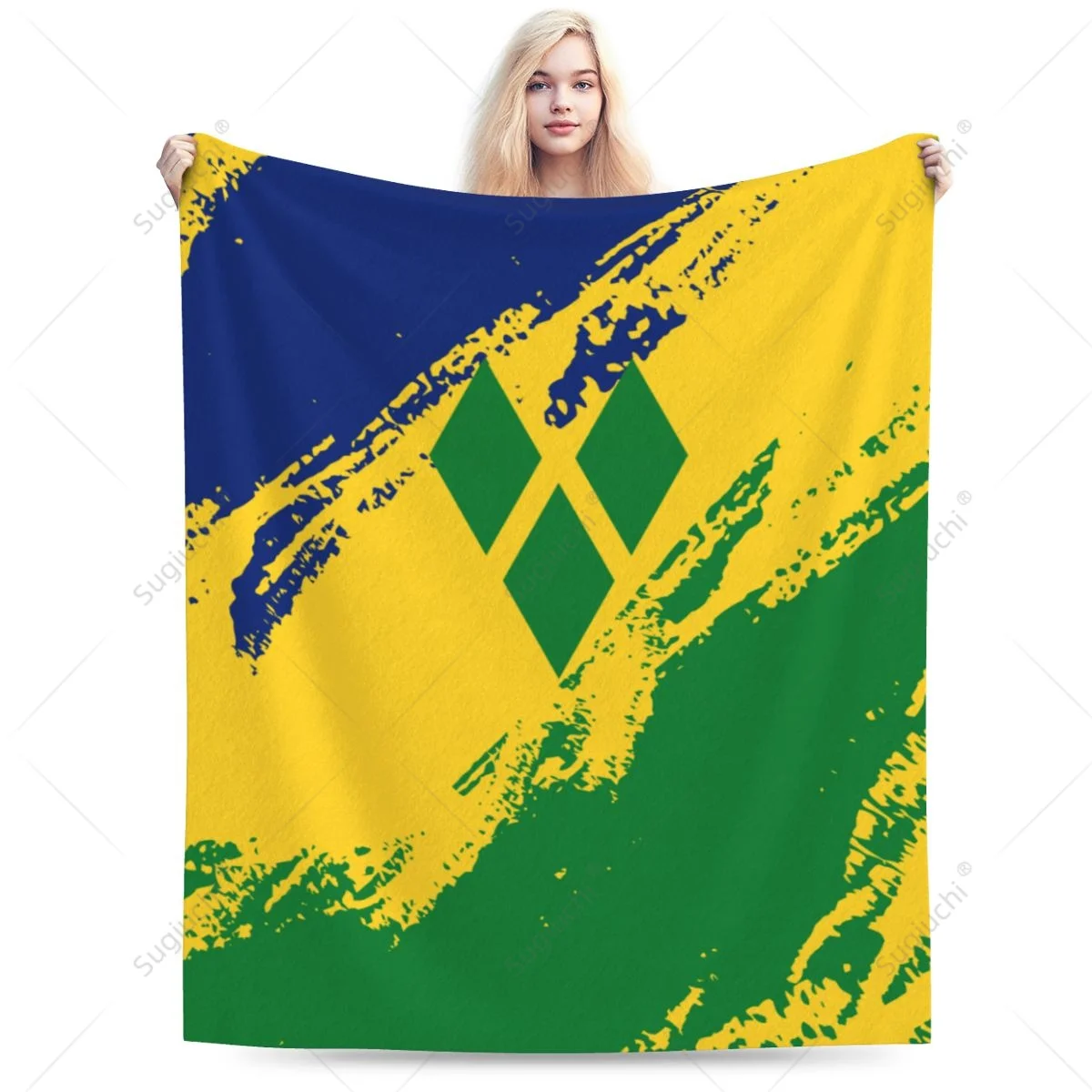Blanket Saint Vincent And The Grenadines Flag Color Flannel Multifunction Camping Sofa Cover Keep Warm