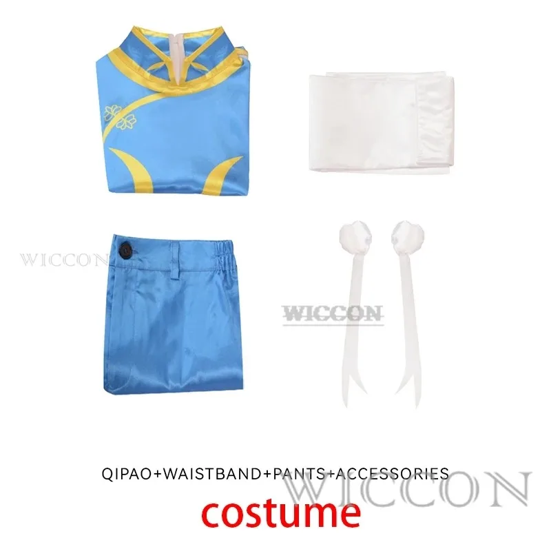 NewFighter Street Cosplay Chun Li حزام ملابس الدعاوى ألعاب أنيمي حفلة الهالوين مثير تشون لي الأزرق شيونغسام لعب الأدوار مثير co