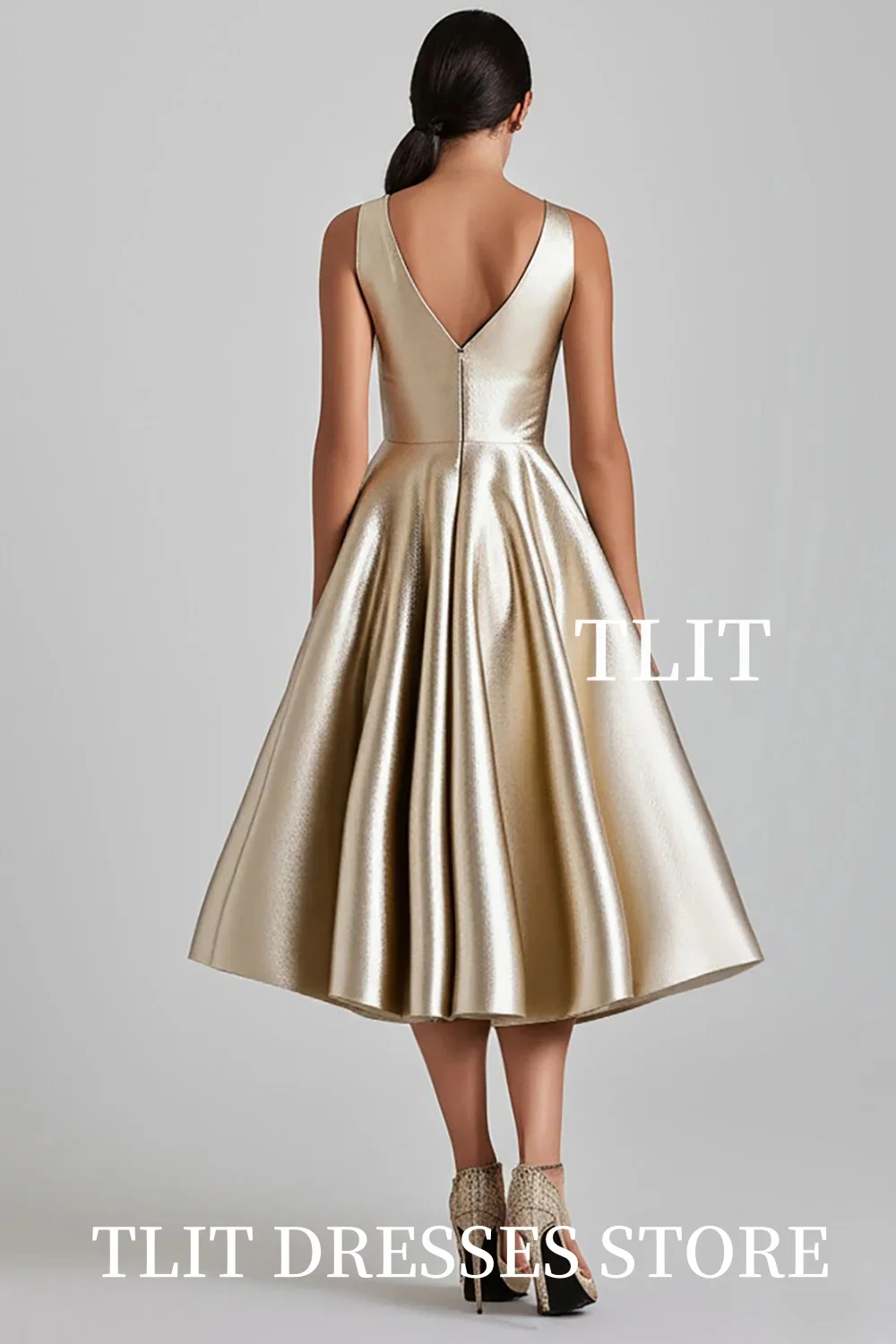 Tlit sexy champanhe drapeado vestido de noite vestidos de alça espaguete larga profundo decote em v vestidos de cocktail personalizado festa formal