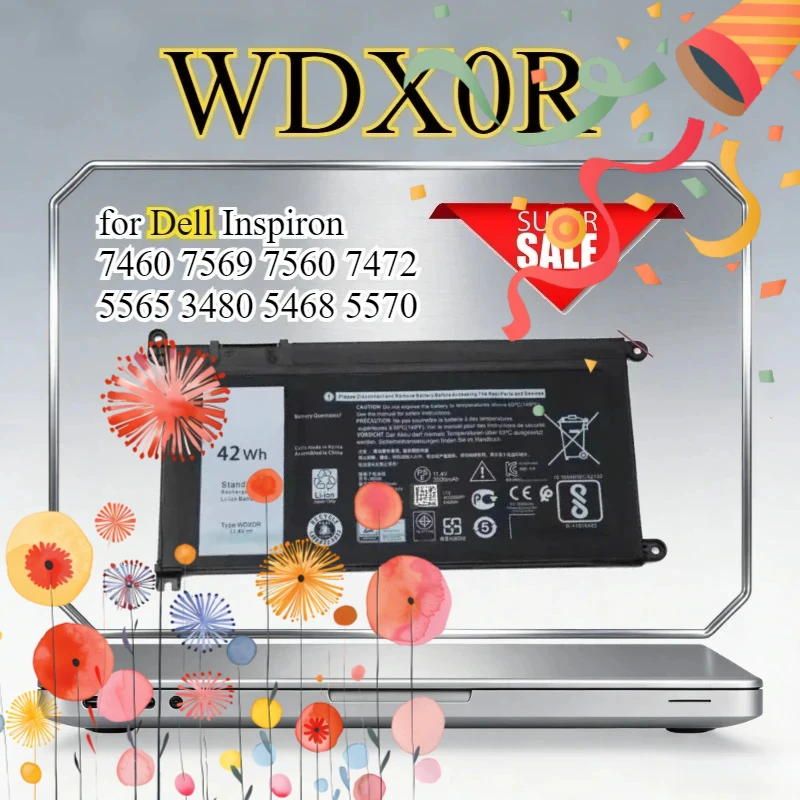

WDX0R Rechargeable Battery Compatible for Dell Inspiron 7460 7569 7560 7472 5565 3480 5468 5570