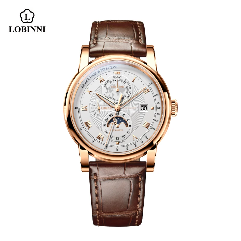 

LOBINNI Business Automatic Mechanical Wristwatches Original JHB10 Movement Sapphire Crystal Glass Wrist Watches For Men