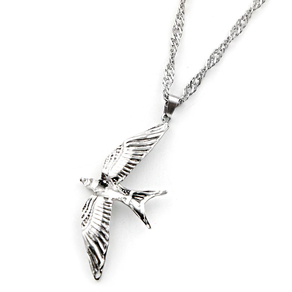 Vintage Swallow Pendant Necklace For Women Men Stainless Steel Gold Silver Color Animal Bird Chain Necklaces Jewelry Gift