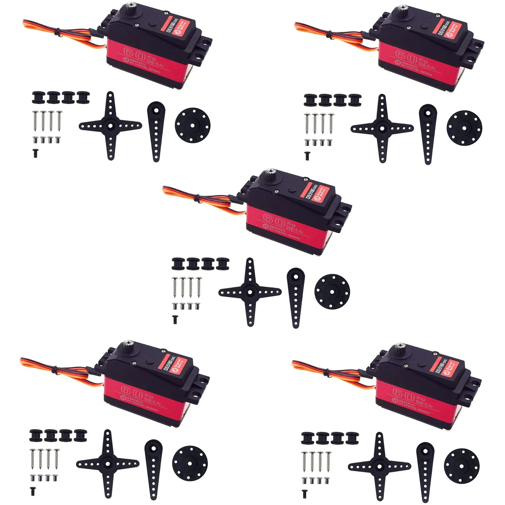 

5Piece DS5160 SSG 60Kg 8.4V High Voltage Waterproof Digital Servo For 1:5 RC Car SAVOX-0236 LOSI XL 5T Robot Arm-Y46A