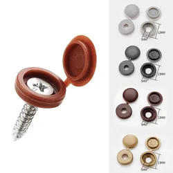 100Pcs Hinged Plastic Screw Cap Cover Nuts Fold Snap Protective Cap Button Screw Wood Furniture Decorative Nuts Bolts Hardware