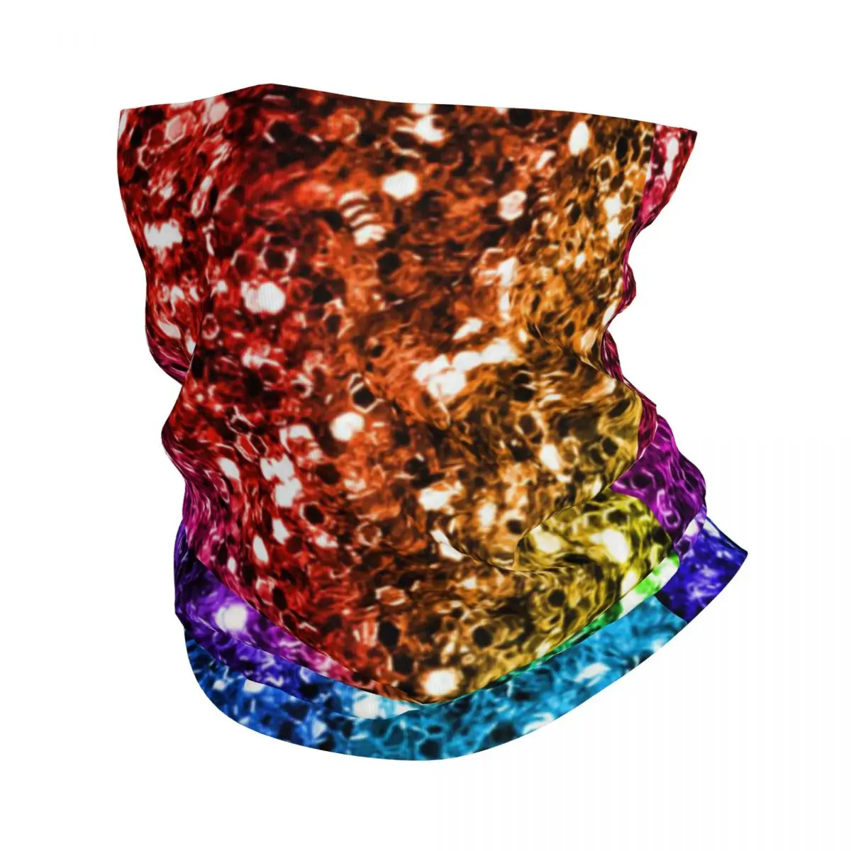 Rainbow Glitter Christmas Bandana Neck Cover Printed Balaclavas Face Scarf Multifunctional Headwear Riding Adult Breathable